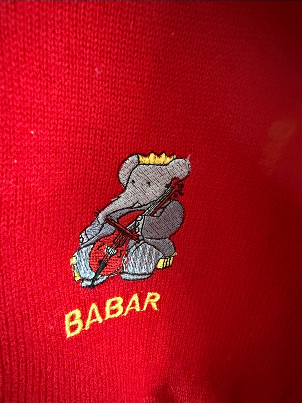 Babar Red Button-Up Sweater Jacket - Picture 2 of 4
